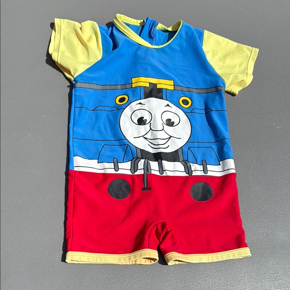 2/3T Thomas the train, Rashguard Colorful Romper bathing suit cover colorblock